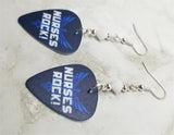 Nurses Rock Guitar Pick Earrings with White Alabaster Swarovski Crystals