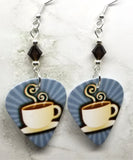 Coffee Cup Guitar Pick Earrings with Mocha Swarovski Crystals