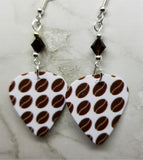 Coffee Beans Guitar Pick Earrings with Mocha Swarovski Crystals