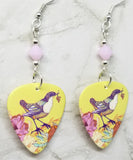 Song Bird Guitar Pick Earrings with Rose Alabaster Swarovski Crystals