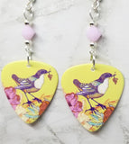 Song Bird Guitar Pick Earrings with Rose Alabaster Swarovski Crystals