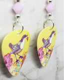 Song Bird Guitar Pick Earrings with Rose Alabaster Swarovski Crystals