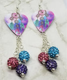 Dream Catcher Guitar Pick Earrings with Pave Bead Dangles