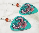 Thunderbird Guitar Pick Earrings with Indian Red Swarovski Crystals