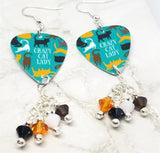 Crazy Cat Lady Guitar Pick Earrings with Swarovski Crystal Dangles