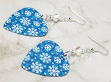 Snowflake Guitar Pick Earrings with Clear ABx2 Swarovski Crystals