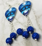 Nativity Scene Guitar Pick Earrings with Capri Blue Pave Bead Dangles