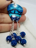 Nativity Scene Guitar Pick Earrings with Capri Blue Pave Bead Dangles