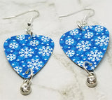 Snowflake Guitar Pick Earrings with Clear Crystal Charms
