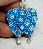 Snowflake Guitar Pick Earrings with Clear Crystal Charms