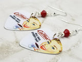 Coffee All Day Every Day Guitar Pick Earrings with Red Swarovski Crystals