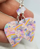 Unicorns and Rainbows Guitar Pick Earrings with Clear ABx2 Swarovski Crystals