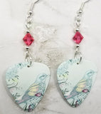 Song Bird Guitar Pick Earrings with Pink Swarovski Crystals