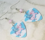 Flying Pig Guitar Pick Earrings with Rose Alabaster Swarovski Crystals