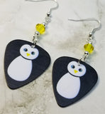 Penguin Guitar Pick Earrings with Yellow Swarovski Crystals