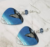 Susaki and the Jumantsubo Plain near Fukagawa Guitar Pick Earrings with Blue Swarovski Crystals