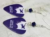 Unicorn I Want To Believe Guitar Pick Earrings with Dark Indigo Swarovski Crystals