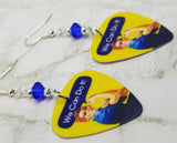 Rosie the Riveter Guitar Pick Earrings with Blue Swarovski Crystals