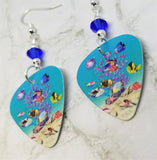 Under The Sea Guitar Pick Earrings with Blue Swarovski Crystals