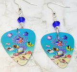 Under The Sea Guitar Pick Earrings with Blue Swarovski Crystals