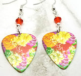 Beautifully Flowered Guitar Pick Earrings with Hyacinth Swarovski Crystals