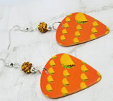 Taco Guitar Pick Earrings with Orange Pave Beads