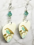 Song Bird Guitar Pick Earrings with Blue Swarovski Crystals