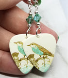 Song Bird Guitar Pick Earrings with Blue Swarovski Crystals