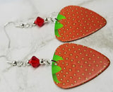 Strawberry Guitar Pick Earrings with Red Swarovski Crystals