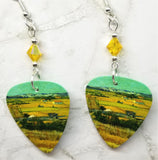 Van Gogh The Harvest Guitar Pick Earrings with Yellow AB Swarovski Crystals