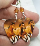Two Horses Guitar Pick Earrings with Crystal Copper Swarovski Crystals