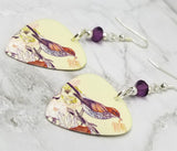 Song Bird Guitar Pick Earrings with Amethyst Swarovski Crystals