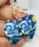 Vincent van Gogh Starry Night Guitar Pick Earrings with Jonquil Swarovski Crystals