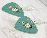 Marijuana Ad Guitar Pick Earrings with Green Opal Swarovski Crystals