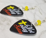Not Today Satan Guitar Pick Earrings with Yellow Opal Swarovski Crystals