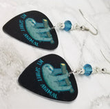 Sloth My Spirit Animal Guitar Pick Earrings with Blue Swarovski Crystals