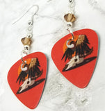 Vulture on a Cow Skull Guitar Pick Earrings with Smoked Topaz Swarovski Crystals