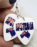 Australian Flag Forming Continent and Word Guitar Pick Earrings