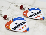 I Voted Guitar Pick Earrings with Red Swarovski Crystals