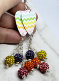 Pastel Chevron Guitar Pick Earrings with Pave Bead Dangles