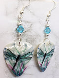 Dragonfly Guitar Pick Earrings with Turquoise Swarovski Crystals