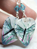 Dragonfly Guitar Pick Earrings with Turquoise Swarovski Crystals