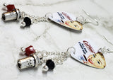 Coffee All Day Every Day Guitar Pick Earrings with Coffee Cup Charm and Swarovski Crystal Dangles
