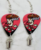 Coffee Addict Guitar Pick Earrings with Coffee Cup Charm Dangles