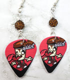 Coffee Addict Guitar Pick Earrings with Brown Pave Beads