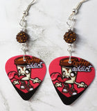 Coffee Addict Guitar Pick Earrings with Brown Pave Beads