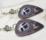 Sloth Guitar Pick Earrings with Gray Swarovski Crystals