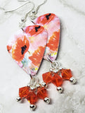 Poppy Guitar Pick Earrings with Indian Red Swarovski Crystal Dangles