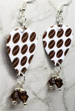 Coffee Beans Guitar Pick Earrings with Mocha Swarovski Crystal Dangles