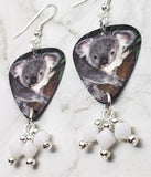 Koala Bear Guitar Pick Earrings with White Swarovski Crystal Dangles